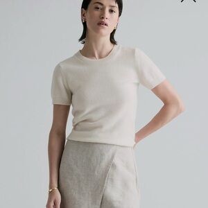 Quince Mongolian Cashmere Tee in Ivory